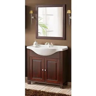 Lomadox Badmöbel-Set AVEIRO-56, (Spar-Set, 3-St), inkl. 85 cm Keramik-Waschbecken Pinie Massivholz braun 85/180/49 cm braun