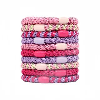 Kknekki Haargummi Original-Haargummi-Set Baumwollbänder Weich gewebte Haargummis für dickes und lockiges Haar(10er-Packung) (Rosa)