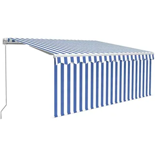 vidaXL Gelenkarmmarkise 300 x 250 cm blau/weiß inkl. Volant