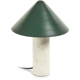 Nosh Valentine Tischlampe aus weißem Marmor und Metall mit grünem Finish