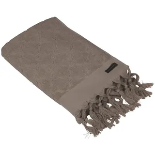 Skandinavisch Französisch Design Frotte Handtuch mit Quasten 'Miah' 50 x 70 cm Nougat 100% Baumwolle Vintage Boho