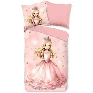Traumschlaf Bettwäsche Prinzessin 100% Baumwolle pink 135 x 200 cm + 80 x 80 cm
