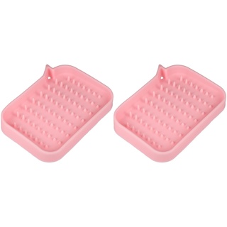 2 Stück Seifenschale Seife Trocken Seifenreinigung Lagerung für Hause Badezimmer Küche Silikon Rosa