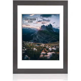 Stallmann Design Rahmen mit Passepartout 40x40 cm (Bild 28x28) | Farbe: Schwarz | 40 mm starke Rahmenleiste