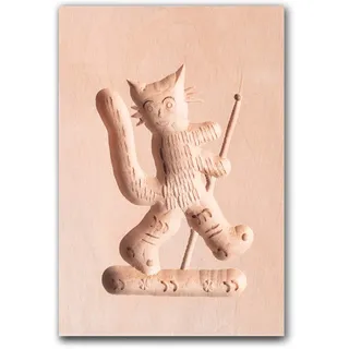 Springerle-Model gestiefelter Kater, Holz Form Birnbaum, Backform für Anisgebäck, ca. 6 x 9 cm