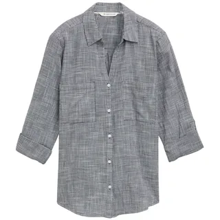 Tom Tailor Damen Bluse mit Brusttaschen, blau, Uni, Gr. 36