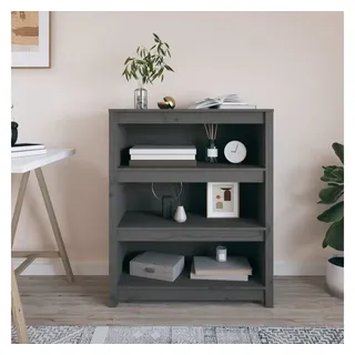 furnicato Bücherregal Klassisches aus massivem Kiefernholz Grau 80x35x97 cm, 1-tlg., Regalwand mit viel Stauraum, Wandhalterung für das Arbeitszimmer grau 80 cm x 97 cm x 35 cm