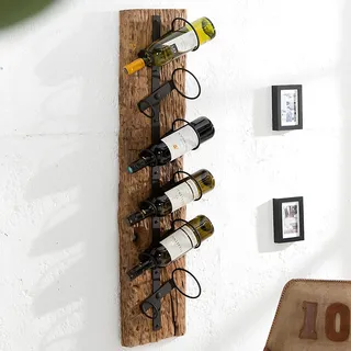 Massives Weinregal BARRACUDA 100cm Teakholz Flaschenregal Wandregal 6 Flaschen