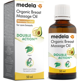 Medela Bio-Brustmassageöl für stillende Mütter | Linderung von Brustspannen und Völlegefühl | Natürliche Formel mit nährenden Inhaltsstoffen I Wärmende Linderung