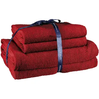 Kleine Wolke Handtuch Set RELAX, 4 Stück (2 Handtücher 50x10 + 2 Duschtücher 70x140), Frottier (Set, 4-St), moderne Melangeoptik, Handtücher, Duschtücher, mit Bordüre rot