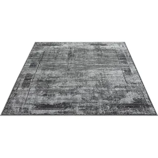 Teppich LEONIQUE "Hamsa" Teppiche Gr. B/L: 200 cm x 300 cm, 9 mm, 1 St., grau (dunkelgrau) Esszimmerteppiche dezenter Glanz, Schrumpf-Garn-Effekt, im Vintage-Look, dichte Qualität