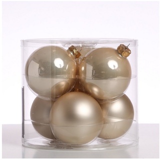 MARELIDA Weihnachtsbaumkugel Christbaumkugel Weihnachtskugel Glas D: 8cm champagner 6er Set (6 St) beige