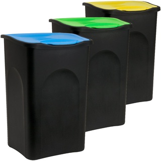 DEUBA® Mülleimer mit Schwingdeckel 50L Abfalleimer Automatik Geruchsarm Küche Bad Biomüll Gelber Sack Kunststoff Mülltrennung