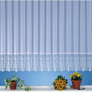 heimtexland ® Makramee Sockel Stores Gardinen Wunschmaß weiß Kräuselband Vorhang Macramée Borte Typ516 HxB 145x750 cm für Fensterbreite 250-3... - Weiß