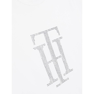 Tommy Hilfiger Equestrian Shirt Damen Manhattan Rhinestone T-Shirt FS 2024 Optic White S