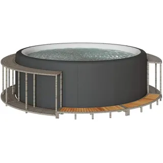 vidaXL Whirlpool-Umrandung Holztreppe grau 243 x 55 cm
