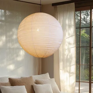 METHEDEECO Leinen Hängelampenschirm 60CM Pendellampenschirm Rund Stoff Lampenschirm für Hängelampe – Für Wohnzimmer, Esszimmer, Schlafzimmer, Hotel & Dekoration, nur Lampenschirme