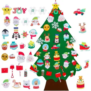 Filz Weihnachtsbaum Kinder 2.8ft mit 34 abnehmbaren Dekorationen DIY Wanddeko