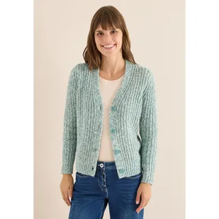 Cardigan CECIL, Damen, Gr. XXL (46), grün (conifere grün melange), Web, 58% Baumwolle, 24% Polyacryl, 10% Nylon, 8% Polyester, unifarben, comfort fit normal, V-Ausschnitt, Rippbündchen, Strickjacken