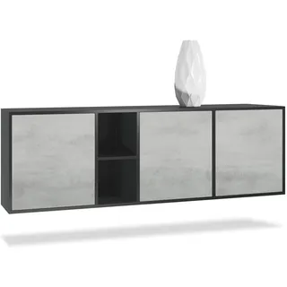 Vladon Sideboard, Hellgrau, Holzwerkstoff, 182x53x35 cm, Wohnzimmer, Kommoden & Sideboards, Sideboards
