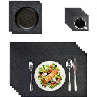 Tanndesign Tischset aus Filz Dunkelgrau – Platzdeckchen-Set aus recycelten PET-Flaschen - 6 Telleruntersetzer, 6 Glasuntersetzer & 2 Topfuntersetzer - Tischunterlage nachhaltig & modern
