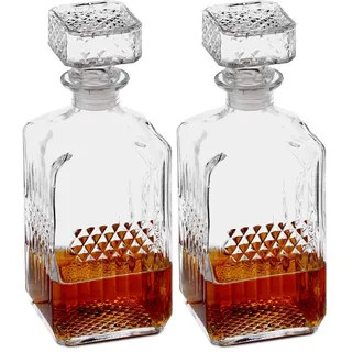 Relaxdays Whisky Karaffe, Glas, Dekanter für Whiskey, Cognac, Rum, Gin, 900 ml, Schnaps Karaffe Heimbar, transparent