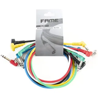 MUSIC STORE 60cm Stereo Patchkabel, 6er-Pack Multicolour, Winkelklinke, Basic Standard, Langlebig, Platzsparend, Ideal für Studio und Zuhause, Knickschutz