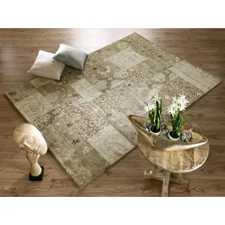 Mein Teppichmarkt Teppichträume werden wahr! Imperator Silk handgeknüpfter echter original Nepal Wollteppich Naturfaser Kurzflor Seide hochwertige Qualität in Beige Hellbeige Creme Größe: 140x20