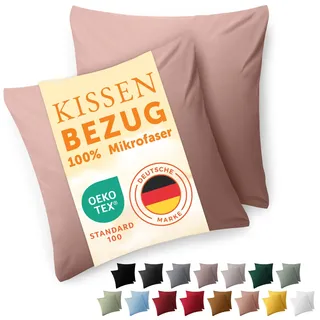 Blumtal Kissenbezug 50 x 50, 2 Stück - Oeko-TEX zert. Kissenbezüge 100% Mikrofaser in extra weich & waschmaschinenfest - Bezug Kissen 50x50 Rosa