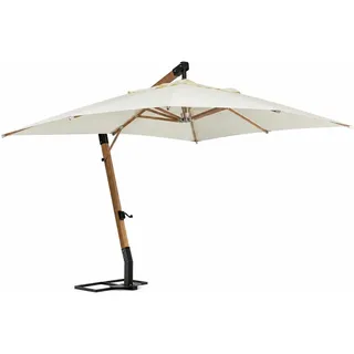 Ampelschirm Capua - Teakholz Natur, Polyester-Stoff Ecru, 3x3 m