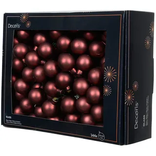 Kaemingk Christbaumschmuck, Weihnachtskugeln am Draht 2,5cm Glas 144 Stück - Kastanienbraun matt braun|orange