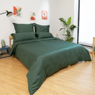 Wolkenfeld Mako-Satin Uni Grün 135 x 200 cm + 80 x 80 cm