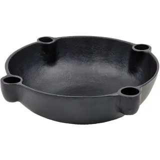 Bowl Dekoschale mit Kerzenhalter aus Aluguss Schwarz lackiert 24x7cm - Adventskranz Alternative Scandi