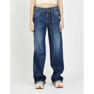 Gang Loose-fit-Jeans 94CLAIRE mit Bindegürtel und Naht am Oberschenkel, Baggy Fit blau 32