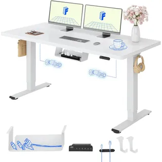 FLEXISPOT Höhenverstellbarer Schreibtisch elektrisch, Doppelmotor 140x80 cm | 25 mm einteilige Tischplatte, Kabelmanagement & Memory-Funktion,ergonomischer Büro-&Computertisch,elektrisch höhenverstellbar