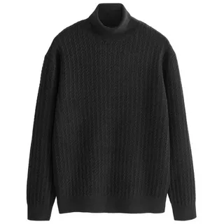 Next Rollkragenpullover Zopfstrickpullover im Regular Fit - Rollkragen (1-tlg) schwarz XL