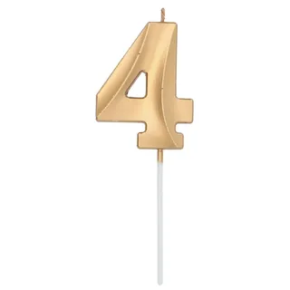 Folat 24234 Kuchen Kerze Glamour Ziffer/Zahl 4 Gold Metallic Geburtstagskerzen für Geburtstag, Geburtstagsdeko, für Kinder Partys, Hochzeiten, Firmenfeiern, Jubiläen