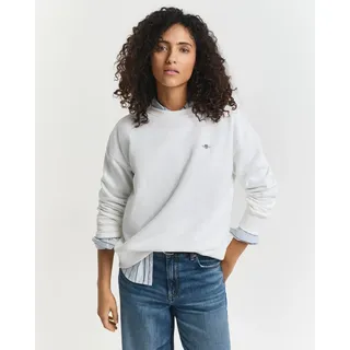Sweatshirt GANT "SHIELD C-NECK SWEAT", Damen, Gr. XXL, weiß (eggshell), Sweatware, Obermaterial: 87% Baumwolle, 13% Polyester, Rundhals, Rippbündchen, Sweatshirts Sweatshirt, Grafische GANT-Stickerei auf der Brust