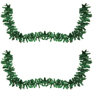 Mojawo Tannengirlande 2er Set Kunststoff, Metall 270 cm Weihnachtsdeko grün