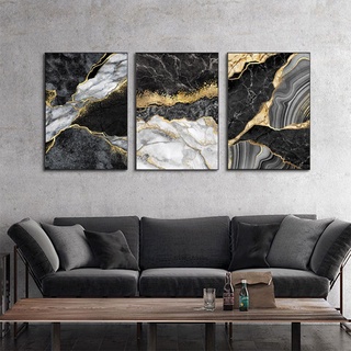 HEHGVCF Wandbilder Schwarz Grau,Home Decor Bild 50x70cm, Grau Textur Marmor Bild auf leinwand vlies,Wohnzimmer Leinwandbilder Dekor Rahmenlos (A,50 x70cm)