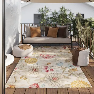 WECON HOME Outdoorteppich »Abloom«, rechteckig, 5 mm Höhe, Läufer, für Innen & Außen, pflegeleicht, Hoch-Tief Effekt