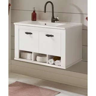 furn.design Waschbeckenunterschrank 82 x 56 x 47 cm Weiß/Pinie