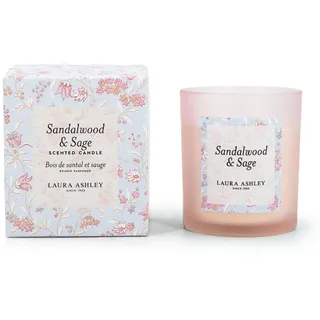 Laura Ashley Duftkerze im Glas (200g) | Sandalwood & Sage | Exklusive Kerze in Designer-Geschenkbox | Edler Raumduft & Deko