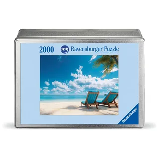 Ravensburger Fotopuzzle - 2000 Teile Puzzle zum Selbstgestalten - personalisierte Fotogeschenke für Kinder und Erwachsene (Hellblaue Metallbox/Querformat)
