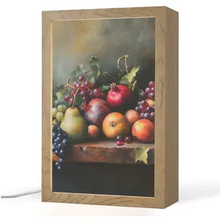 OnlyWow Tischleuchte Lightbox Rustikal - Stilleben - Obst, Dimmbar, Farbwechsel, LED, Warmweiß, Kaltweiß, Neutralweiß Einstellbar, Tischlampe, Schreibtischlampe, Desk, Dimmbar, mit Kabel, LED 20 cm x 8 cm x 30 cm
