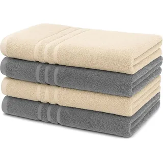 4er-Set Duschtücher70x140cm 100% Baumwolle 450g/m2, extra saugfähig 2xAnthrazit 2xTaupe - Grau/Taupe