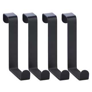 Wenko Kleiderhaken 23175100, für die Tür, schwarz, Metall, 1 Haken, 4 Stück