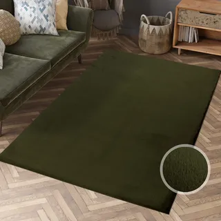 Carpet City "TOPIA 400", grün Basil, B:80cm H:21mm L:150cm, Polyester, Teppiche, Kunstfell-Teppich mit Kaninchenfell-Optik, Haptik, Schlafzimmer