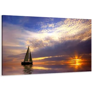 Visario Leinwandbild 120x80 cm 5097 Segelboot Meer Ozean Wandbild Kunstdruck auf Leinwand fertig aufgespannt Holzrahmen Wohnzimmer Schlafzimmer Büro Dekoration modern maritim Segel Wanddeko