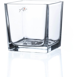 Sandra Rich Vase Glas Kastenvase Glasvase -CUBE- quadratisch klar H 12 cm
